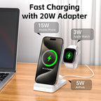 Wireless Charger, Tribone 3 in 1 Foldable Fast Charger for iPhone 17 16 15 14 13 12 11 Pro Max XR XS 8 Plus, for Apple Watch 11 10 9 8 7 6 5 4 3 2 SE Ultra,for AirPods Pro 4 3 2 (White)