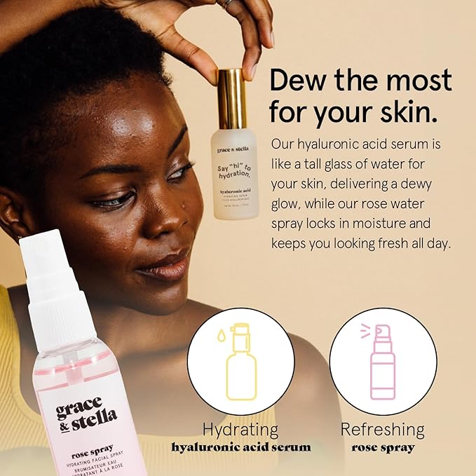 grace & stella Award Winning Skin Care Set - Birthday Gifts for Women, Travel Size Toiletries with Eye Masks, Hyaluronic Acid Serum, Lip Balm & More, Gift Baskets for Women, Vegan Self Care