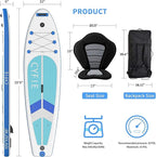 CYFIE 10'6''Inflatable Stand Up Paddle Board, Paddle Boards with Premium SUP Paddle Board Accessories, Removable Kayak Seat and Camera Mount for Yoga, Kayaking, Surf, Fishing