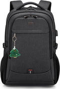 DUSLANG 17 Inch Laptop Backpack for Travel Water Resistant College Backpack for Men Women Laptop Bag with USB Charging Port Key Hanging Ornament Christmas Decorative,Black