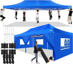 COBIZI 13x26 Pop up Canopy Tent 13x26 Canopy with 6 Sidewalls Waterproof Heavy Duty Commercial Canopy Tent for Parties Outdoor Tent Garden Gazebo Tent, Carry Bag with Wheel(13x26ft, Blue)