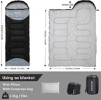 BISINNA 0 Degree Winter Sleeping Bags(480GSM) for Adults-Cold Weather Camping Sleeping Bag-Comfortable Warm Portable Sleeping Bags with Pillow Compression Sack for Backpacking Hiking Outdoor