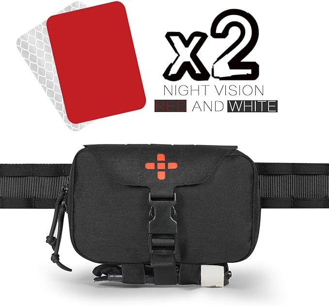 Ifak Pouch-Rapid Deployment Tactical MOLLE Trauma Kit Pouches, Quick Release Tear-Off Medical First Aid Kit Organiser with Red Immediate Identify for Emergency Surviva Activities.