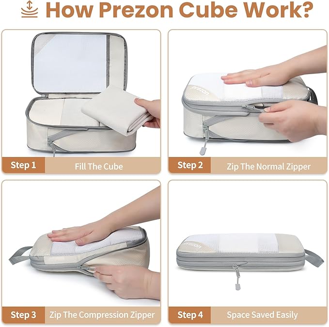 8 Set/6 Set/4 Set Compression Packing Cubes for Travel, Lightweight Vacation Travel Essentials, Travel Accessories for Suitcase Organizer Bags Set, Durable Luggage Organizer