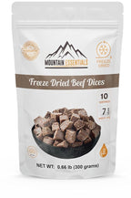 MOUNTAIN ESSENTIALS Freeze-Dried Diced Beef – Fully Cooked Meat | Pre-Cooked | 240g High Protein Intake | 10 Servings | Ready-to-Eat Meal Prep | Pantry Staples, Daily Meals, Emergency Survival, Camping Food | 7-Year Shelf Life | Made in USA