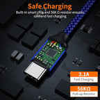 JXMOX USB Type C Cable (6.6ft 2-Pack), USB-A to USB C 3A Fast Charging Cord Compatible with iPhone 15 16 Pro Max, Samsung Galaxy S22 S21 S20 Ultra S10 S9 S8, Note 10 9 8 A80 A70, USB C Charger (Blue)