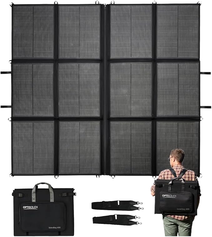 440W Portable Solar Panel, 17.2lbs Foldable SolarBag, Splits 2×220W Solar Blanket, 25% High Efficiency, Lightweight Solar Panel Charger for Camping, RV, SUV, Marine, Off Grid