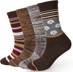 EnerWear 4 Pack Women's Merino Wool Outdoor Hiking Trail Crew Sock