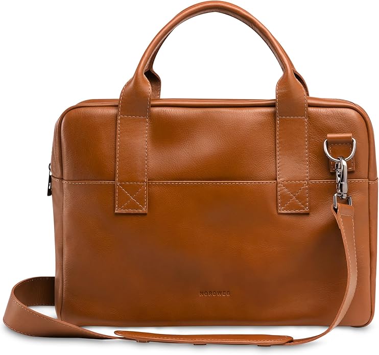 Nordweg Nomad Leather Briefcase NW080A – Leather Bag for Work & Travel – Fits 15.6” Laptop – Minimalist, Durable, Elegant