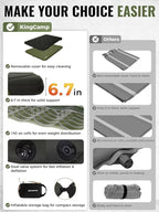 KingCamp Double Sleeping Pad, Inflatable Camping Mattress 2 Person with Removable Foam Cover & Pump Sack, Queen Sleeping Mat Camping Essentials for Outdoor Tent Car (Green)