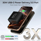 2Pack USB C Fast Charger Block, 60W 5-Port USB C Wall Charger 30W Type C Charging Block, 2USB C+3USB A PPS/PD 3.0 Multiport Charging Cube for iPhone 17 16 15 14 Pro Max,for Galaxy S25 S24 Ultra, i Pad