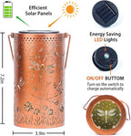 2 Pack Dragonfly Outdoor Solar Hanging Lanterns Waterproof LED Solar Lights Metal Decorative Lanterns for Garden, Patio, Courtyard, Backyard, Yard Decor Unique Dragonfly Gifts for Women Gardening