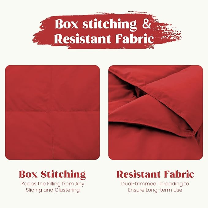 puredown® Lightweight Packable Couch Throw Soft Feather Down Throw Blanket for Indoor and Outdoor Use, 50"X70", Fiery Red