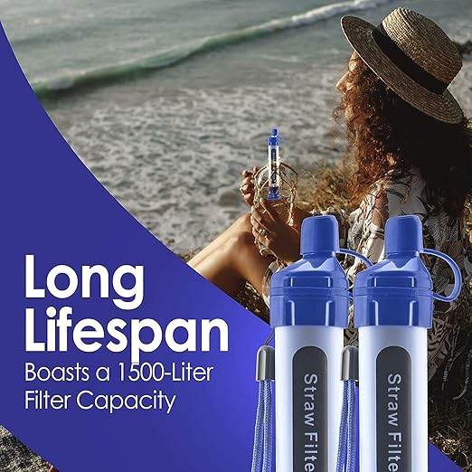 Logest 4 Pack Water Filter Straw - Portable, Compact, Multipurpose Water Purification Device for Emergency Kits, Outdoor Activities, Camping, Travel