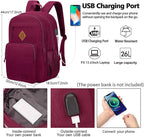KEOFID Classic Anti-Theft Laptop Backpack for Men and Women, Burgundy, 17.3" x 12.6" x 7.2"