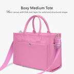 TOPDesign Heavy-Duty Canvas Tote Bag for Women, Adjustable Crossbody/Shoulder Handbag with 9 Pockets, Everything Tote