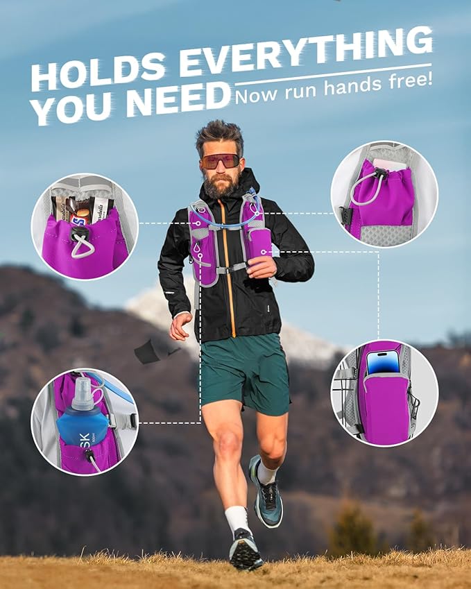 Running Vest for Women and Men, Hydration Running Backpack, Runners Vest, Hydration Vest for Walking, Marathon, Hiking