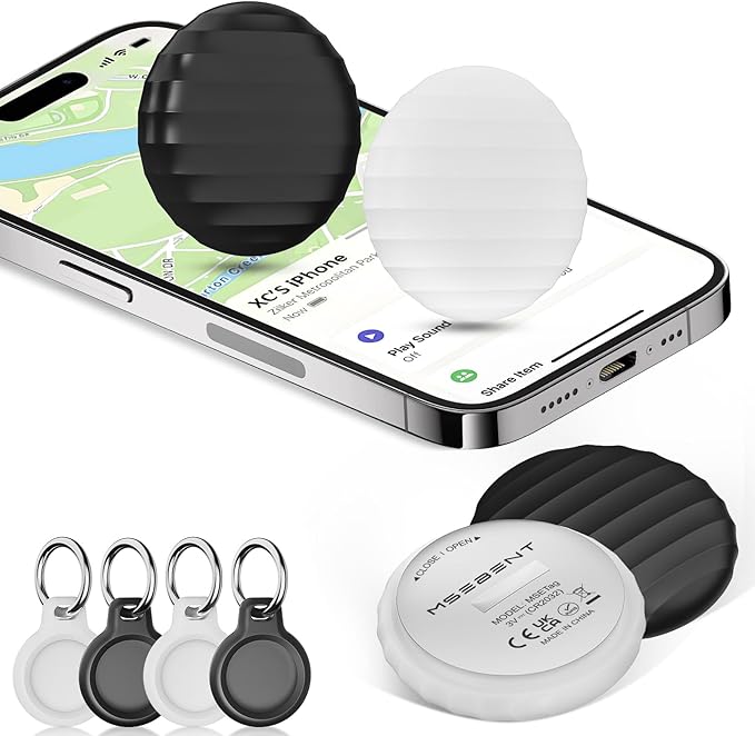 Air Tracker Tag (4 Pack) - Apple MFi Certified & IP67 Waterproof | Works with Apple Find My Network (iOS) to Track Keys, Wallet, Luggage & More
