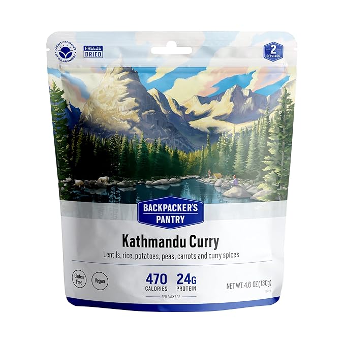 Backpacker's Pantry Kathmandu Curry, 2 Servings Per Pouch, Freeze Dried Food, 16 Grams of Protein, Vegan, Gluten Free