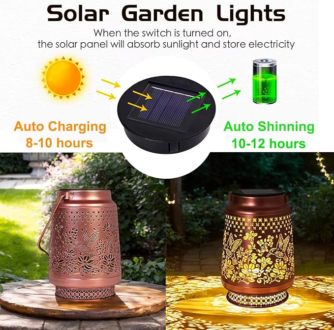 Hummingbird Solar Lantern Hanging Hummingbird Solar Lights for Outside Garden Decor Birthday Gifts for Grandma Women Mom Sister Decorative for Yard Backyard Patio Deck Porch