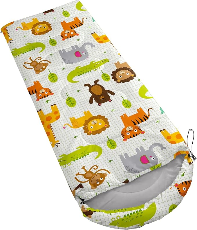 Kids Sleeping Bag for Boys Girls,Rocket Moon Print-Lightweight Warm Portable Outdoor Indoor-Waterproof Cold Weather Resistant Sleeping Bag for Camping Hiking