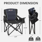 Oversized Folding Camping Chair for Adults - 450lbs Support - Heavy Duty Portable Lawn Chairs with Side Pocket Cup Holder Cooler Bag for Sports Garden Beach Fishing, Black 2 Pack