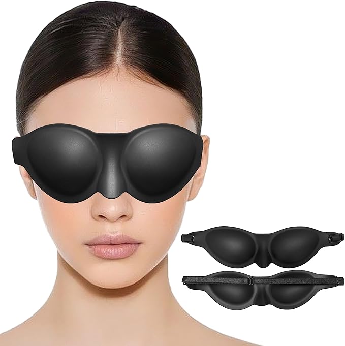 Moisture Chamber Glasses for Dry Eyes,3D Contoured Steep Eye Mask,Silicone Dry Eye Relief Goggles,Reusable Comfortable & Lightweight Sleep Mass(Black)