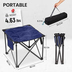 FUNDANGO Folding Camping Stool, 2 Pack 18.1 Inch Oversized Foot Rest 440 Lbs Heavy Duty Portable Padded Stools Seat Anti-Slip Foots & Carry Strap for Fishing Outdoor Lawn Travel (Blue)