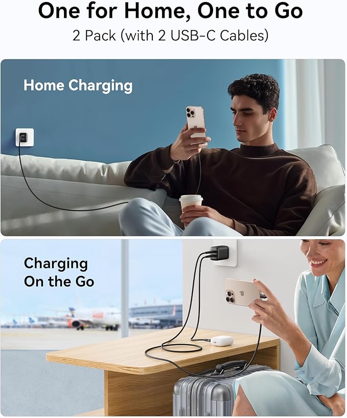 INIU Slimmest 10000mAh 45W PD Fast Charging Portable Charger & 2-Pack 30W PD Fast Charging, [USB-C + USB-A] Wall Charger Combo