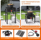 Propane Burner, 75,000 BTU High Pressure Single Gas Stove with 0-20 PSI Adjustable Regulator, Camping Stove with 8 Detachable Legs for Camping, Backyard, Tailgating, Outdoor Cooking