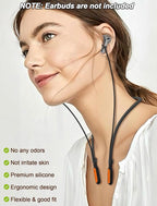 HALLJOY for Galaxy Buds 4/4 Pro/Buds 3/3 Pro Strap Neckband, Anti-Lost Accessories, Support Volume Control, Ergonomic Design, Fit Airpods Pro 3/2/1, Airpods 4, 3, 2, 1, Black Band/Orange Tip