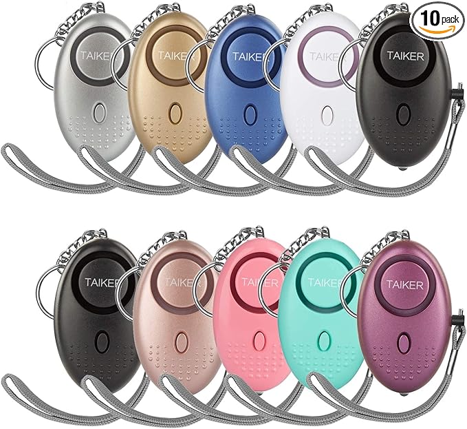 Personal Alarm for Women, 10 Packs 140DB Emergency Self-Defense Security Alarm Keychain with LED Light for Women Kids and Elders (Colorful)