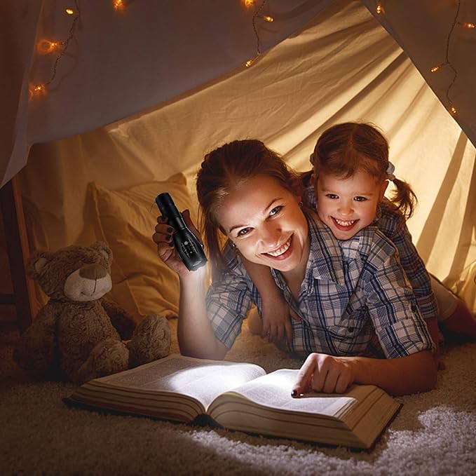 LED Flashlights, 2 Pack Tactical Flashlight High Lumens Lights with 6Pack AAA Batteries Portable Waterproof Zoomable Flashlight with 5 Mode for Camping/Outdoor/Hiking/Gift-Giving/Emergency