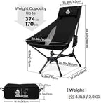 OneTigris Tigerblade High Back Camping Chair with Pillow Design, Comfortable Widened Seat Folding Chair