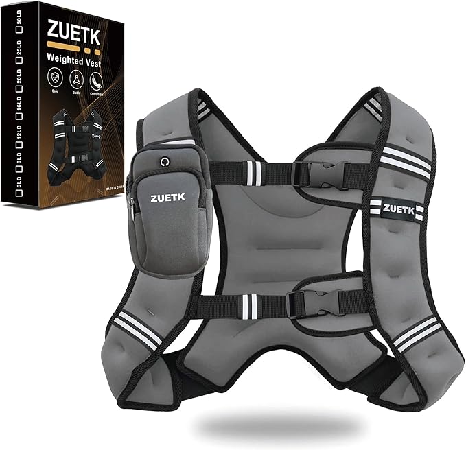 Weighted Vest, 6lb/8lb/12lb/16lb/20lb/25lb/30lb Weight Vest with Reflective Stripe, Weighted Vest for Men Women Workout Equipment for Strength Training, Running, Jogging, Fitness, Weight Loss