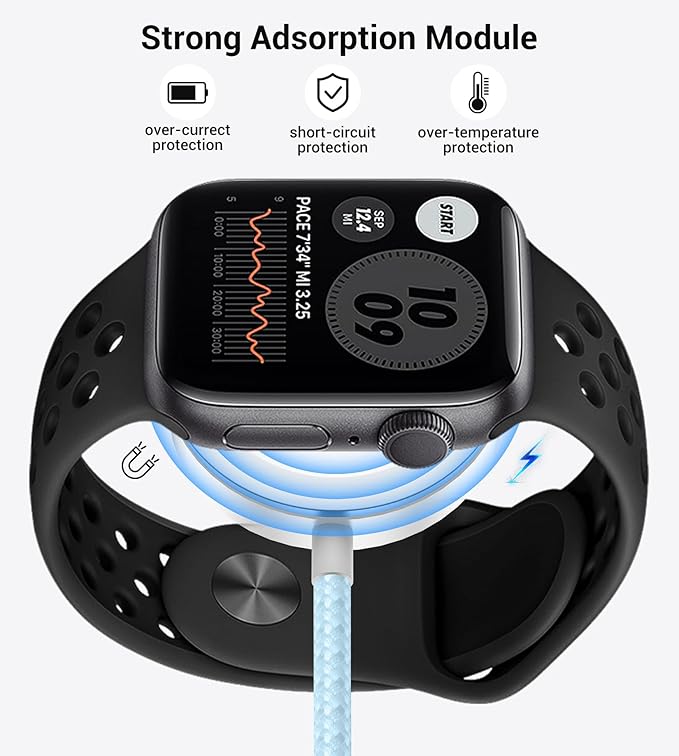 Temdan for Travel Vacation Essentials,3 in 2 USB C Cable for Apple Watch Charger/iPhone 17 Charger/Lightning,Multi Charging Cable Cord,Camping Essentials,Designed for iWatch &iPhone 16-12-5FT Blue