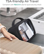 BAGSMART TSA-Approved Toiletry Bag, Large Opening Clear Makeup Bag with Handle, Quart Sized Travel Toiletry Bag, Carry-On Airline Compliant for Men and Women (Black)