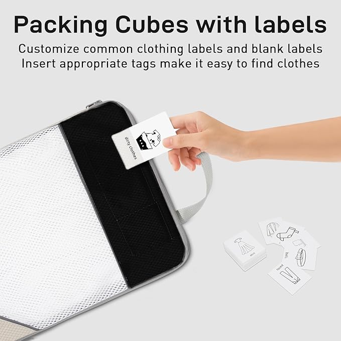 Compression Packing Cubes for Travel 6 Set Expandable Packing Organizers Durable Luggage Bags Organizers for Suitcases Travel Accessories (Black)