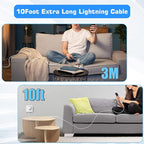 10FT iPhone Fast Charger,[Apple MFi Certified]10Foot Extra Long USB C to Lightning Cable PD Fast Charger iPhone Block Cubes Adapter Quick Charging for iPhone14 Pro Max/14 Plus/13 Pro/Mini/12/11/X,iPad