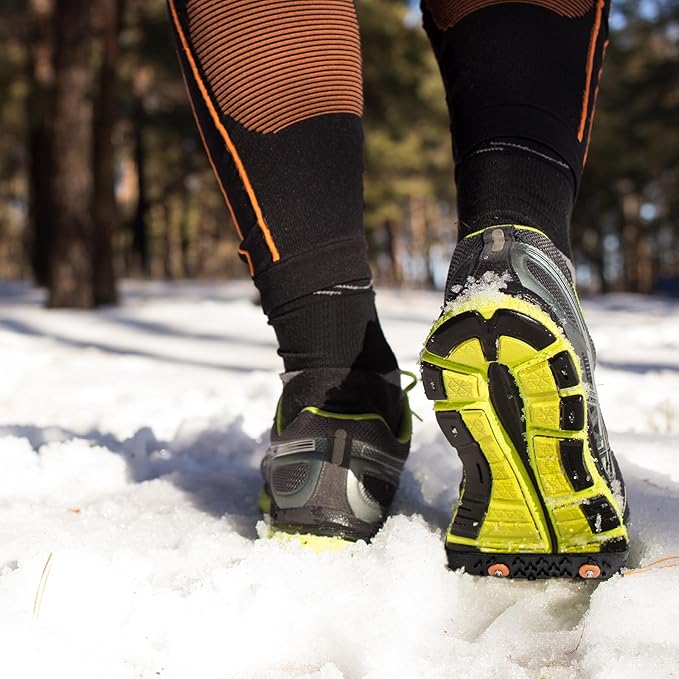 Ice Snow Grips for Boots Shoes, Anti-Slip Rubber Traction Cleats for Walking on Snow and Ice, Easy to use for Hiking, Walking, Climbing, Jogging(S/M/L Size)