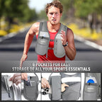 PORTHOLIC Running Vest for Women Men with 17oz Water Bottle |Adjustable Hydration Vest|Reflective |Lightweight |6 Pockets |Breathablefor Running Accessories for Hiking