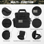 QT&QY Tactical Lunch Box for Men Expandable 18L Heavy Duty Military Insulated Cooler Bag, Leakproof Thermal Lunch Bag for Work Camping Outdoor Picnic Pail Adult Meal MOLLE Webbing Black