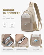 LOVEVOOK Sling Bag for Women, Sling Backpack Crossbody Bag Convertible, Small Diaper Bag Hiking Daypacks Water-resistant, Travel Shoulder Bag Chest Bag