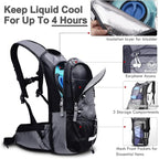 Insulated Hydration Backpack Pack with 3L BPA Free Leak Proof Water Bladder, Large Storage Lightweight Hiking Daypack with Waist Pouches & Cooler Layer, for Running, Biking, Camping, Festival