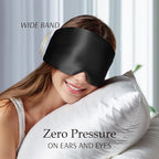 Zenssia 100% Mulberry Silk Sleep Mask Eye Mask for Man and Woman with Adjustable Headband, Full Size Large Sleep Mask & Blindfold for Total Blackout for All Night Sleep, Travel & Nap- Black