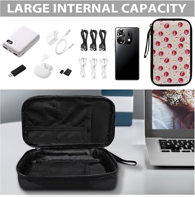 Cherries Travel Cord Organizer Case Cord Organizer Travel Large Storage Bag holds Phone Power Bank SD Card Tech Accessory Electronic Accessories Carry Case