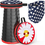 ALEVMOOM Upgraded Portable Collapsible Folding Stool with Cushion Retractable Telescoping Stool for Adults Sturdy Capacity 550lbs Camping Chair for Outdoor Hiking Garden BBQ with Bag