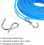 uxcell Portable Clothesline, 9.84ft Nylon Windproof Non-Slip Washing Line Rope for Courtyard Outdoor Travel Camping Laundry Drying, Blue