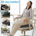 TranquilRelax Large Seat Cushion，Soft Foam Cushion for Long Sitting Hours on Office Chair, Home & Car, Non-Slip Chair Pad for Relieving Back & Sciatica & Hip & Coccyx Pain (Grey)