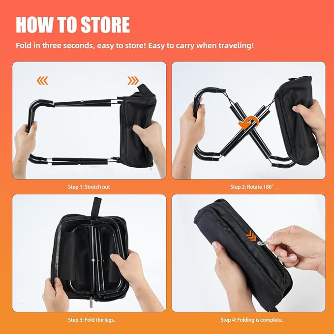 Camping Stool 10 Inch Portable Folding Stool with Carry Bag Weight Load 220lbs Portable Stool for Camping Fishing Hiking BBQ